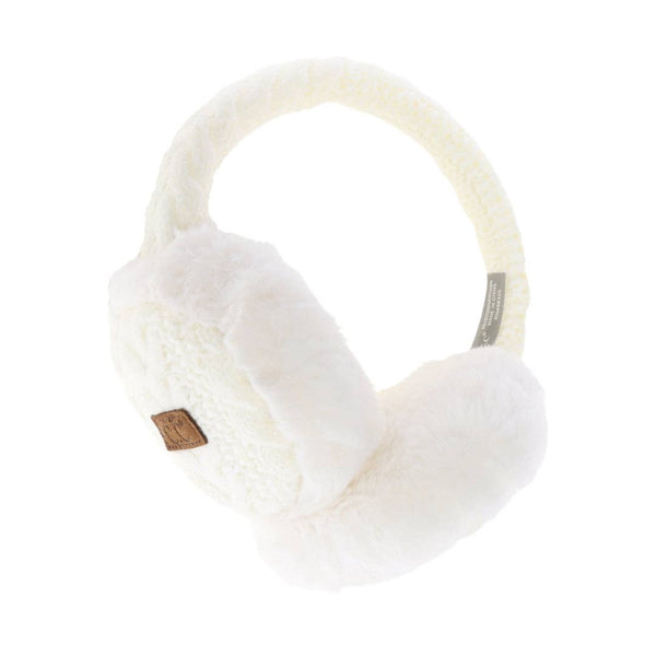 C.C | Cable Knit Faux Fur Earmuff