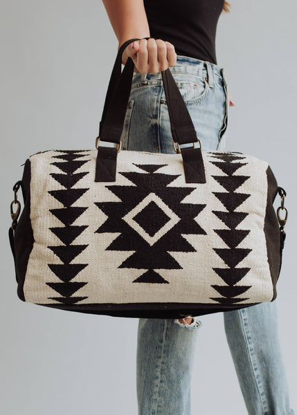 Alicia Cream & Black | Aztec Duffel Bag