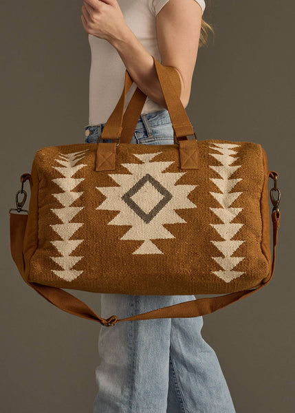 Chelesa Camel, Cream & Gray | Aztec Duffel Bag