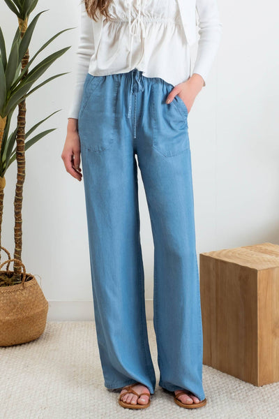 Chambray High Waisted Pants