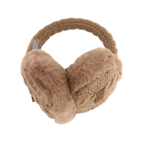 C.C | Cable Knit Faux Fur Earmuff