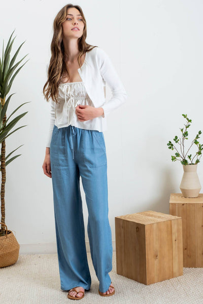 Chambray High Waisted Pants