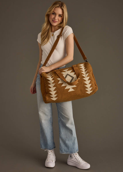 Chelesa Camel, Cream & Gray | Aztec Duffel Bag