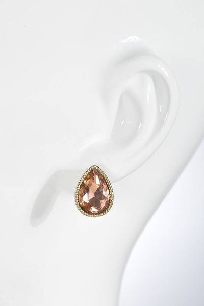 Glass Teardrop Stud Earrings