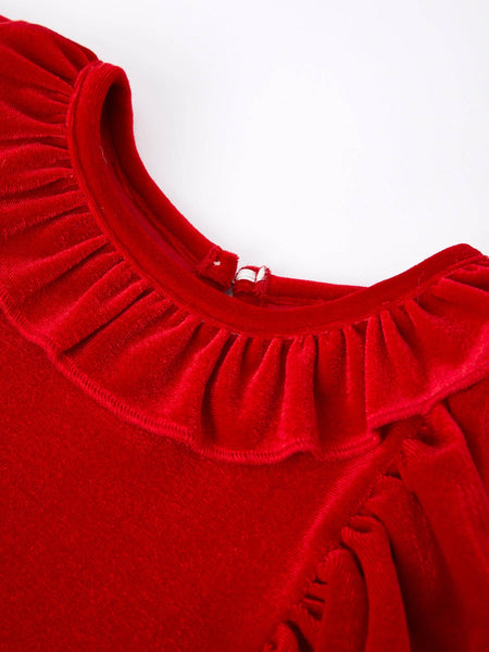 Faiths Christmas Velvet Girls Dress | Red