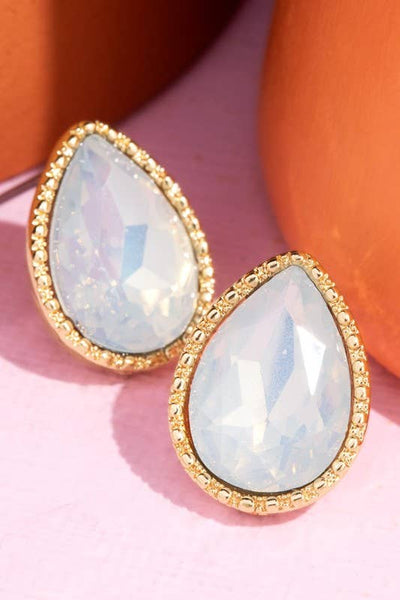 Glass Teardrop Stud Earrings