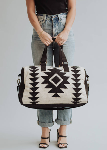 Alicia Cream & Black | Aztec Duffel Bag