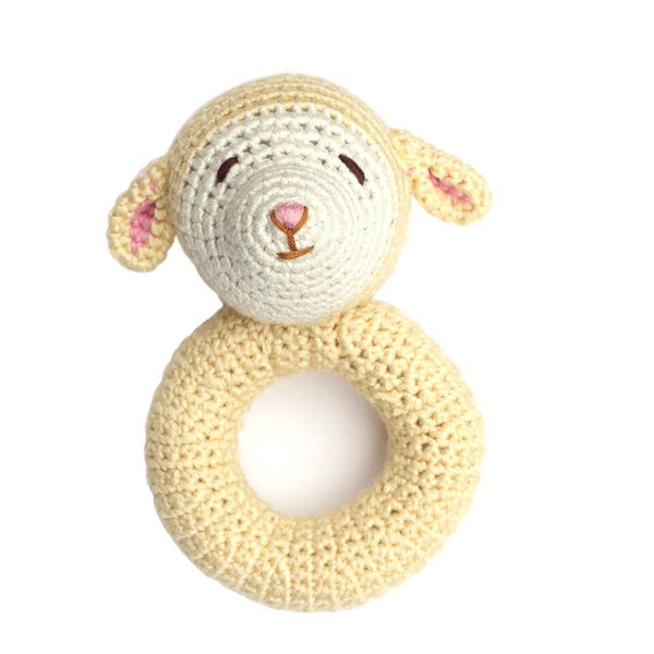 Rattle - Lamb Ring Hand Crocheted