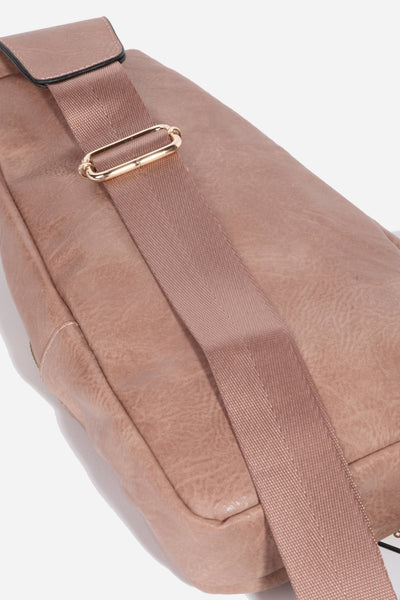 Polished Faux Leather Sling Bag | Light Tuape