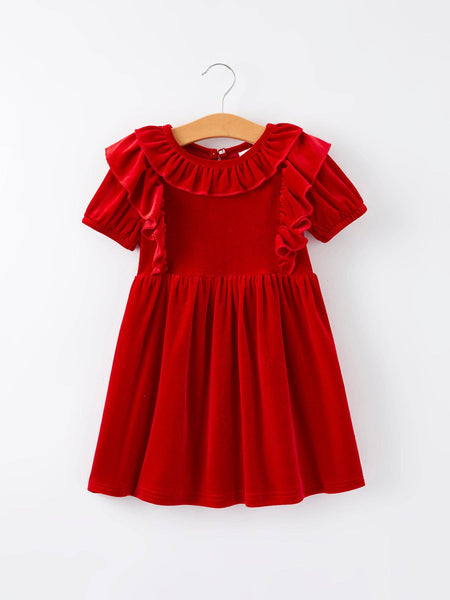 Faiths Christmas Velvet Girls Dress | Red