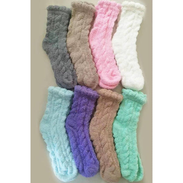 Solid Cable Pattern Cozy Socks