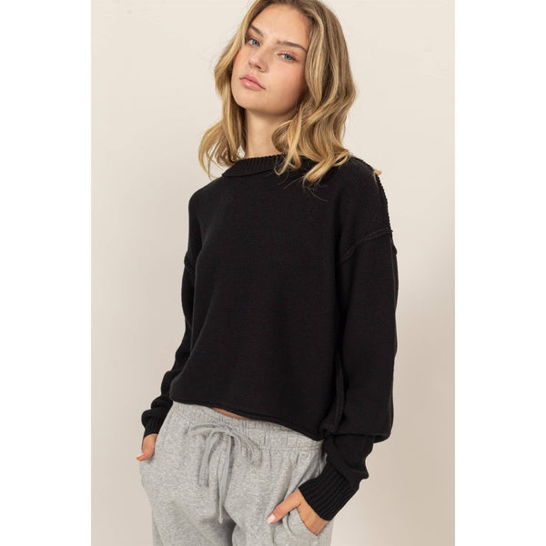 Blanc Cropped Oversized Knit Sweater