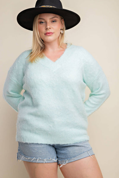 Plus | Minty Fluffy Sweater