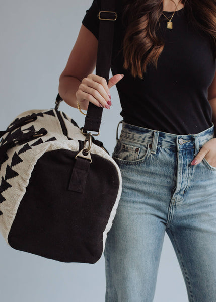 Alicia Cream & Black | Aztec Duffel Bag