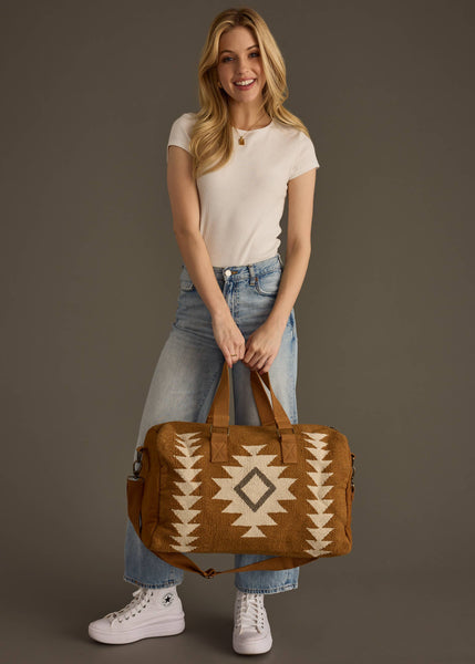 Chelesa Camel, Cream & Gray | Aztec Duffel Bag