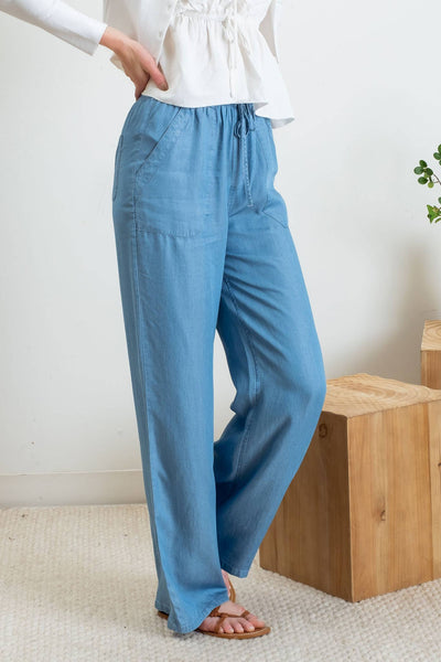 Chambray High Waisted Pants