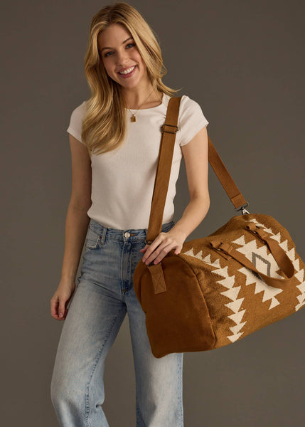 Chelesa Camel, Cream & Gray | Aztec Duffel Bag